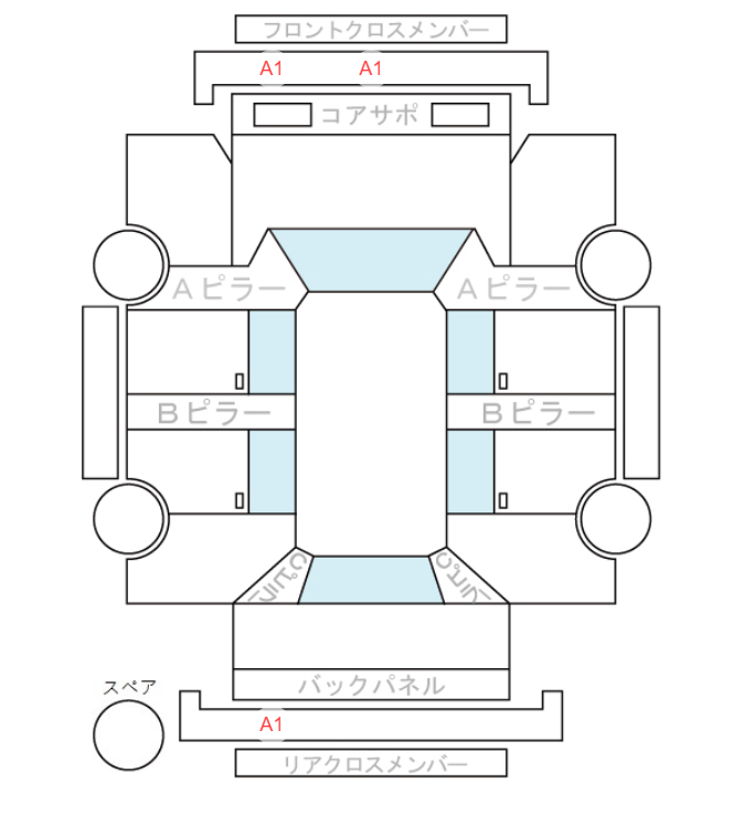 Body condition diagram (damage marks, Japanese labels)