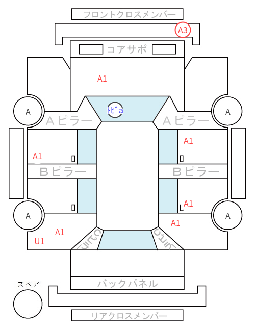Body condition diagram (damage marks, Japanese labels)