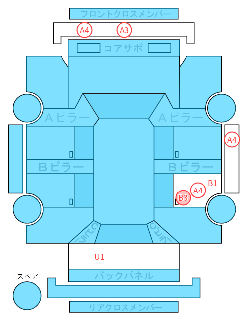 Body condition diagram (damage marks, Japanese labels)