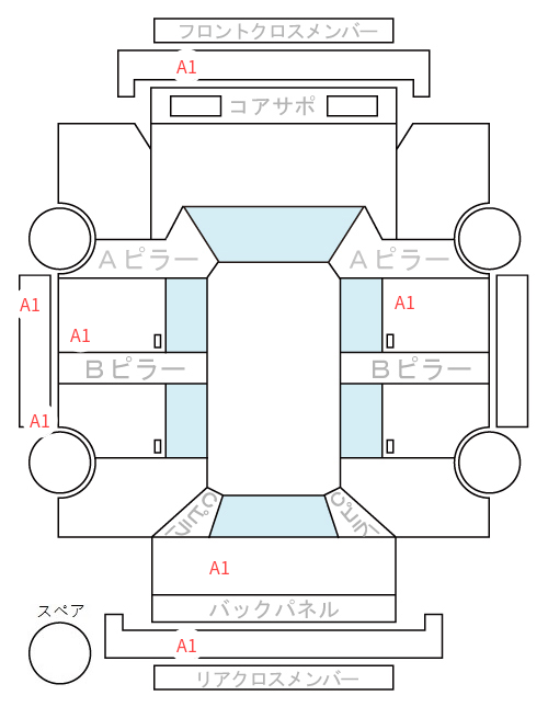 Body condition diagram (damage marks, Japanese labels)