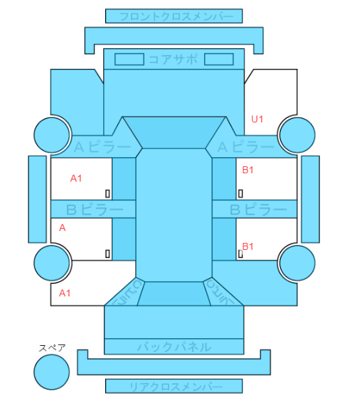 Body condition diagram (damage marks, Japanese labels)