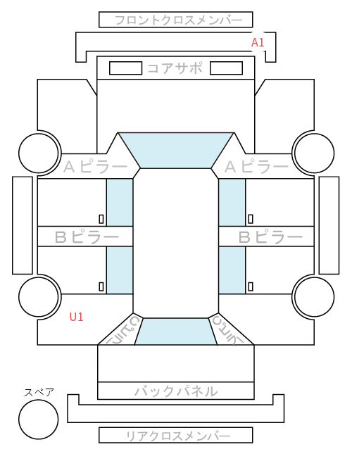 Body condition diagram (damage marks, Japanese labels)