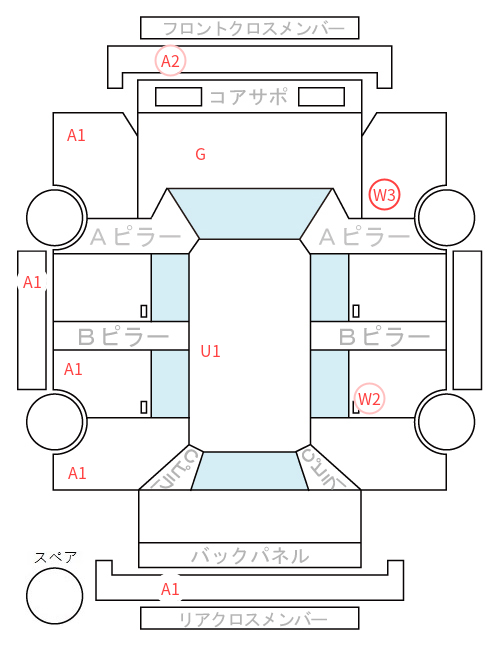Body condition diagram (damage marks, Japanese labels)