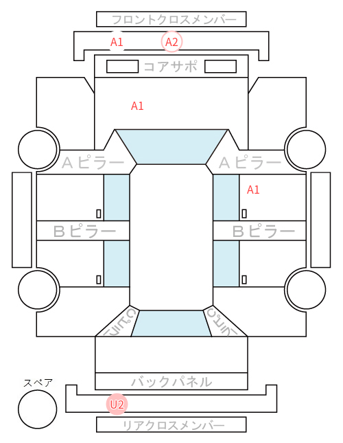 Body condition diagram (damage marks, Japanese labels)