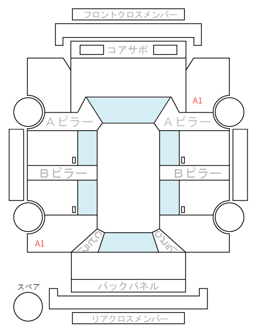 Body condition diagram (damage marks, Japanese labels)