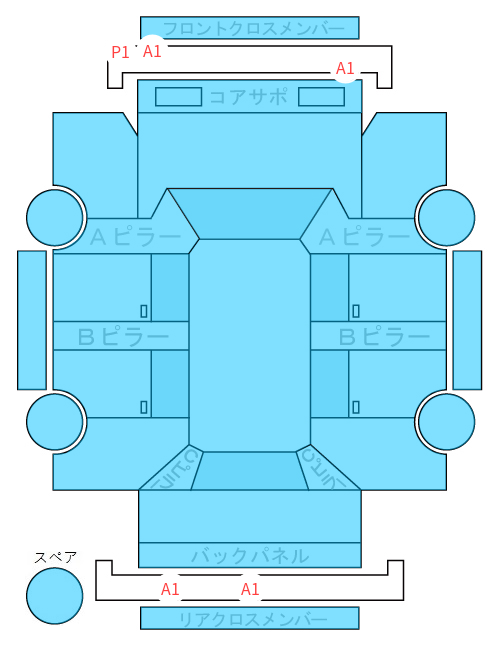 Body condition diagram (damage marks, Japanese labels)