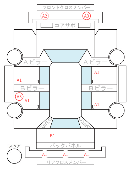 Body condition diagram (damage marks, Japanese labels)