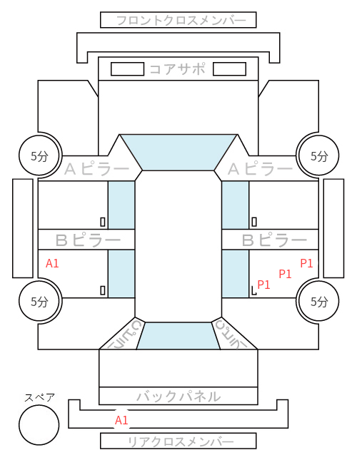 Body condition diagram (damage marks, Japanese labels)