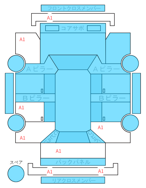 Body condition diagram (damage marks, Japanese labels)