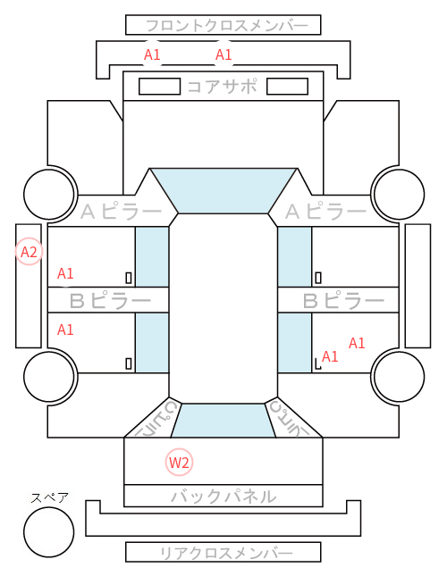 Body condition diagram (damage marks, Japanese labels)