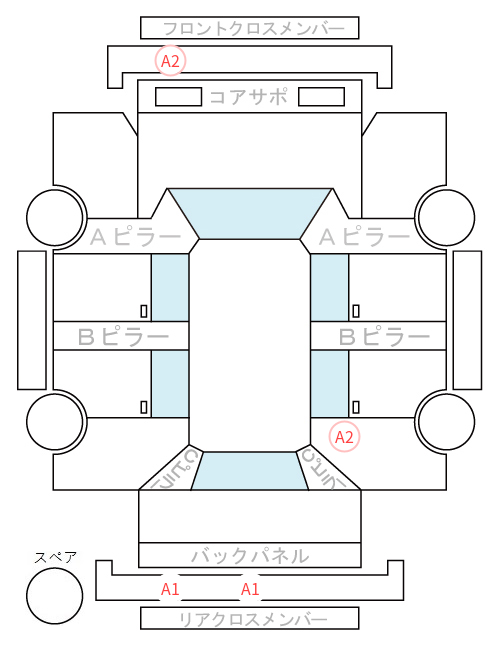 Body condition diagram (damage marks, Japanese labels)