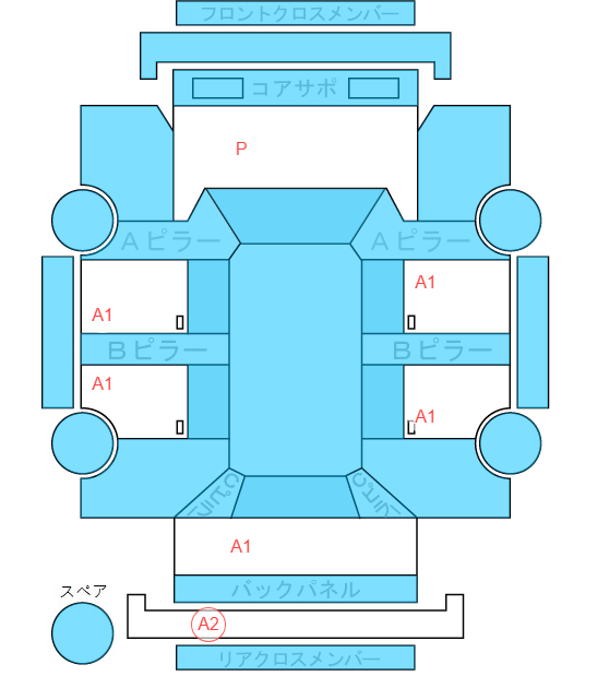 Body condition diagram (damage marks, Japanese labels)
