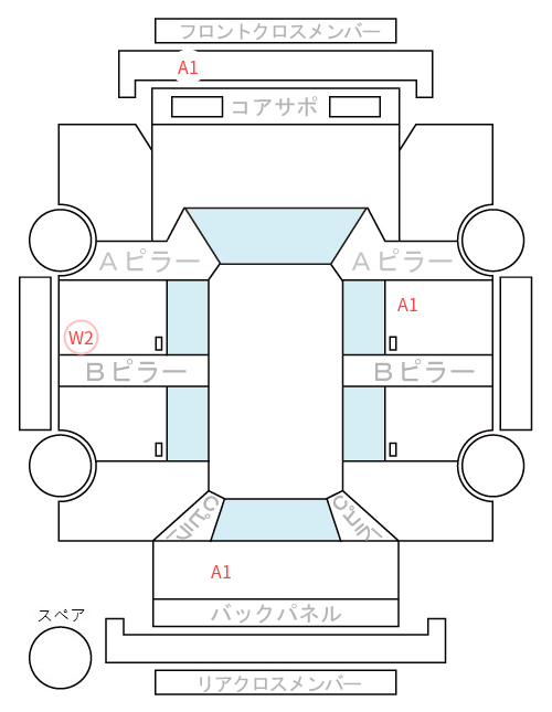 Body condition diagram (damage marks, Japanese labels)