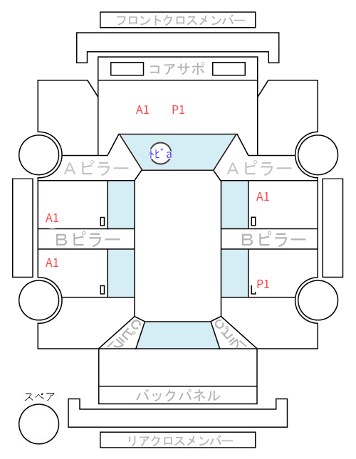 Body condition diagram (damage marks, Japanese labels)