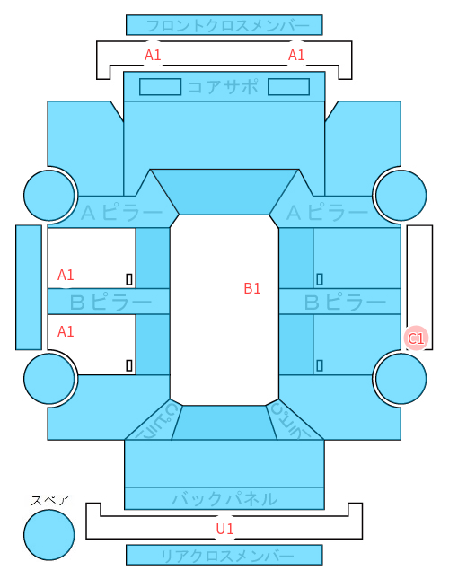 Body condition diagram (damage marks, Japanese labels)