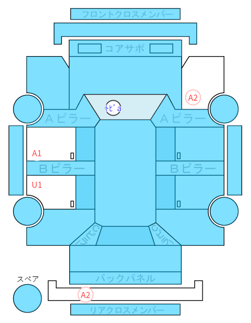 Body condition diagram (damage marks, Japanese labels)
