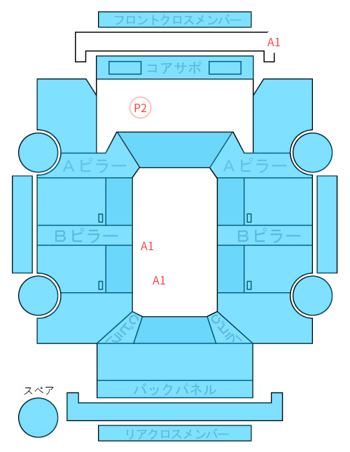 Body condition diagram (damage marks, Japanese labels)
