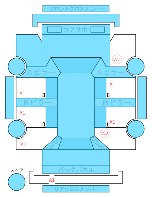 Body condition diagram (damage marks, Japanese labels)