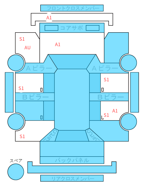 Body condition diagram (damage marks, Japanese labels)