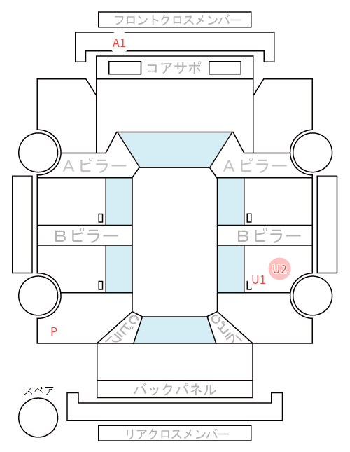 Body condition diagram (damage marks, Japanese labels)