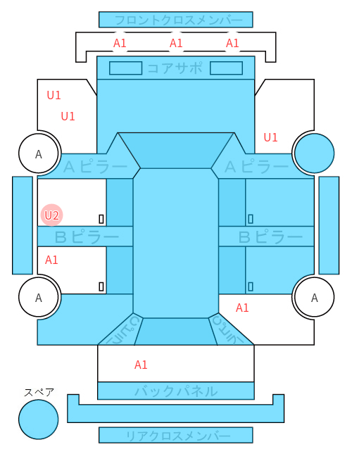 Body condition diagram (damage marks, Japanese labels)