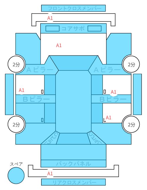 Body condition diagram (damage marks, Japanese labels)