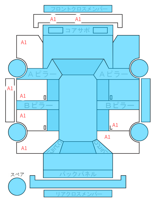 Body condition diagram (damage marks, Japanese labels)