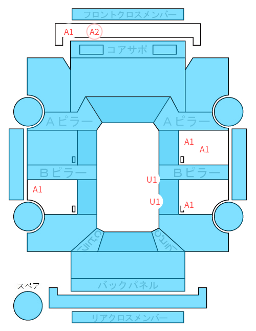 Body condition diagram (damage marks, Japanese labels)