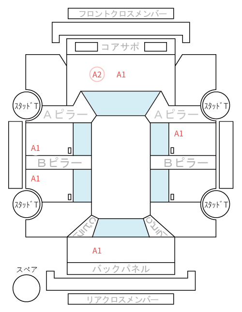 Body condition diagram (damage marks, Japanese labels)