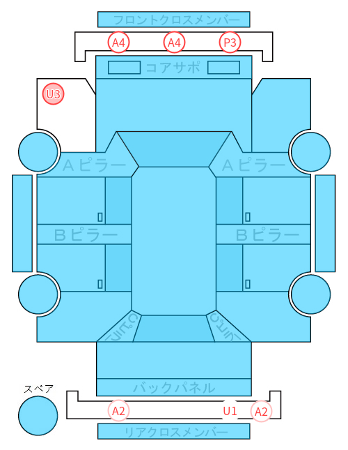Body condition diagram (damage marks, Japanese labels)