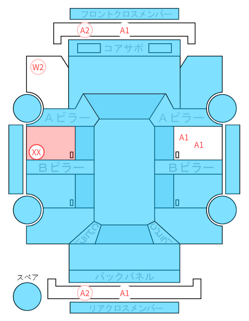 Body condition diagram (damage marks, Japanese labels)
