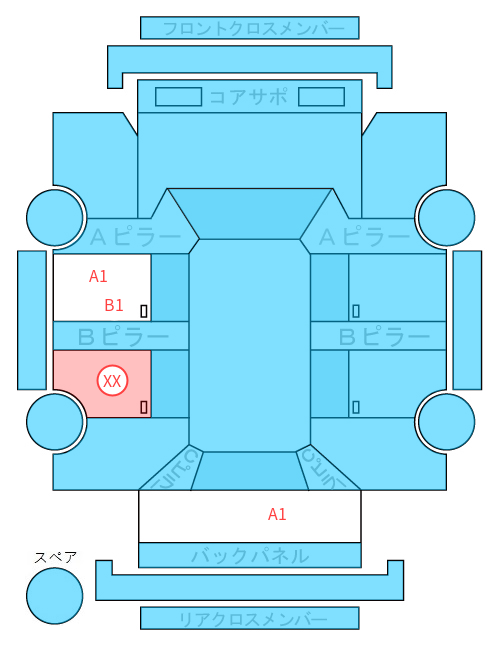 Body condition diagram (damage marks, Japanese labels)