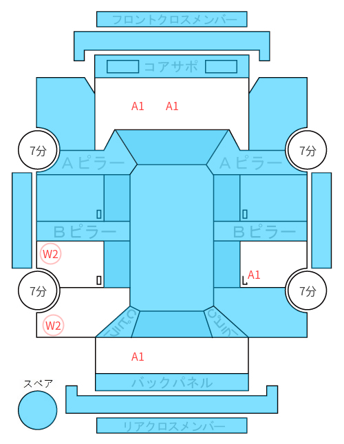 Body condition diagram (damage marks, Japanese labels)