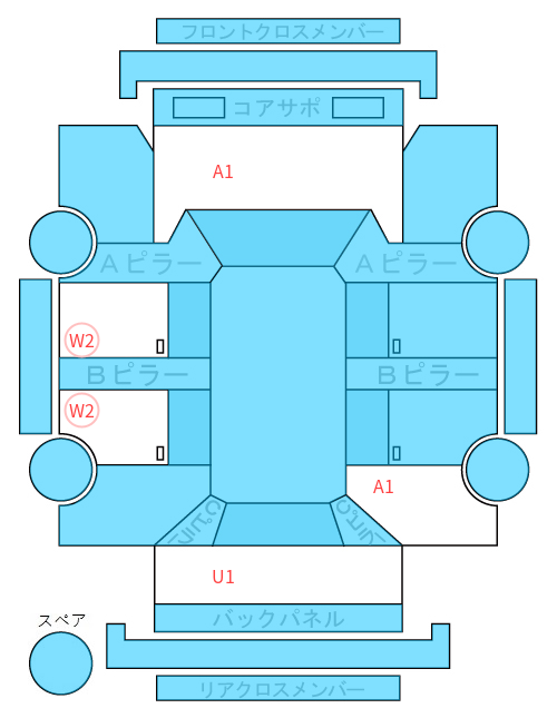 Body condition diagram (damage marks, Japanese labels)