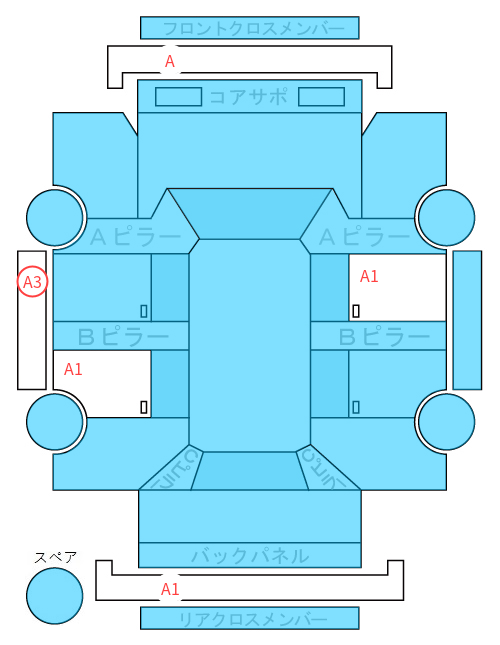 Body condition diagram (damage marks, Japanese labels)