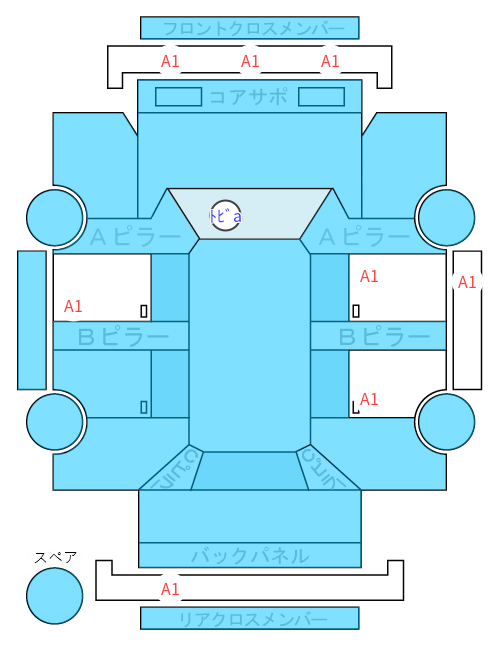 Body condition diagram (damage marks, Japanese labels)