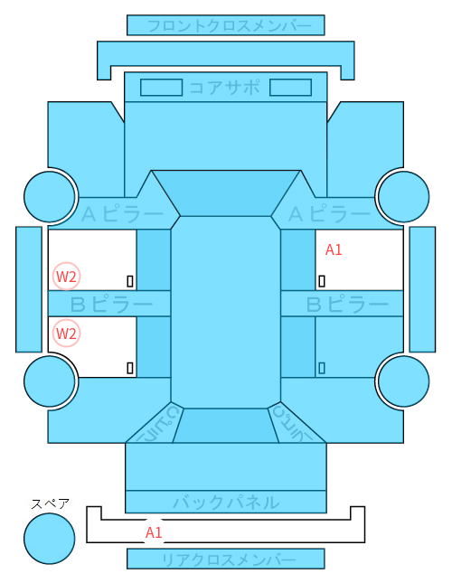 Body condition diagram (damage marks, Japanese labels)