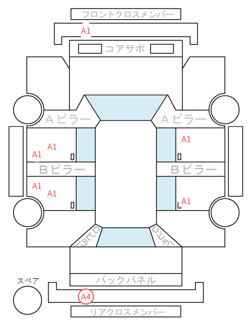 Body condition diagram (damage marks, Japanese labels)