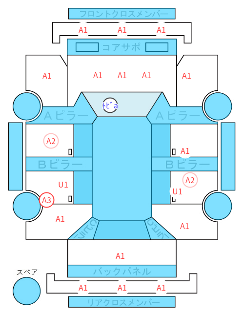 Body condition diagram (damage marks, Japanese labels)