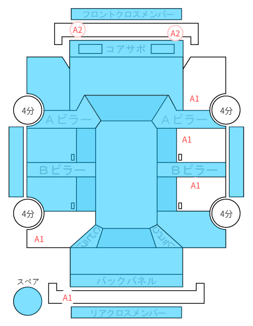 Body condition diagram (damage marks, Japanese labels)