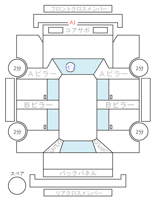 Body condition diagram (damage marks, Japanese labels)
