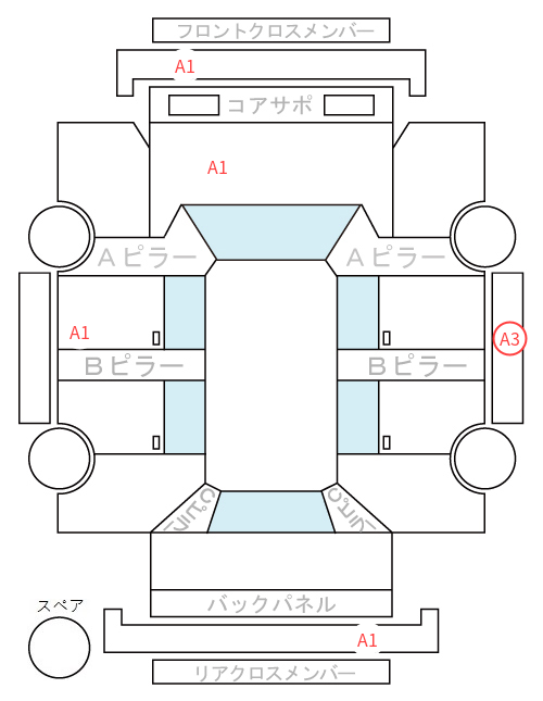 Body condition diagram (damage marks, Japanese labels)