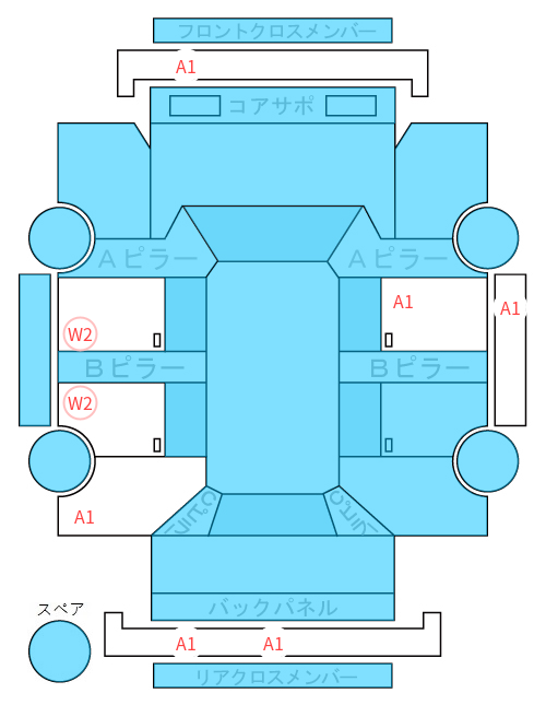 Body condition diagram (damage marks, Japanese labels)
