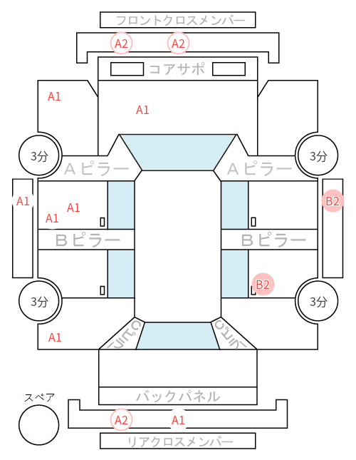 Body condition diagram (damage marks, Japanese labels)
