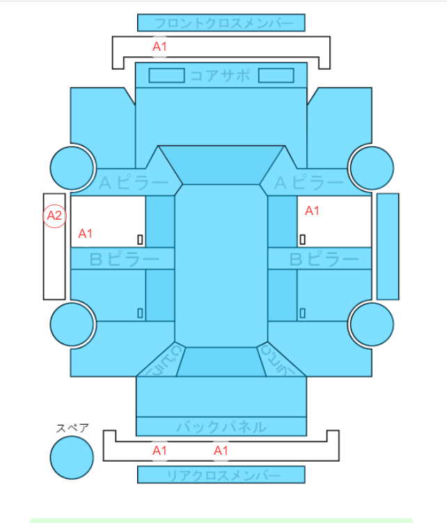 Body condition diagram (damage marks, Japanese labels)
