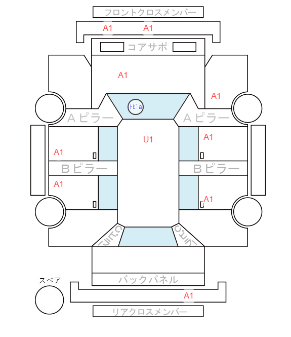 Body condition diagram (damage marks, Japanese labels)