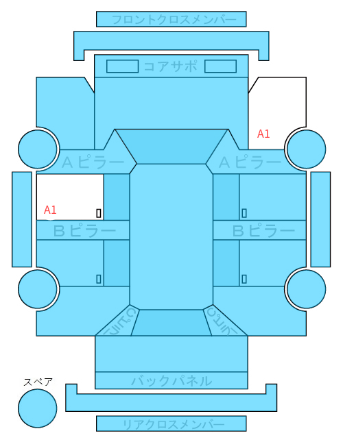 Body condition diagram (damage marks, Japanese labels)