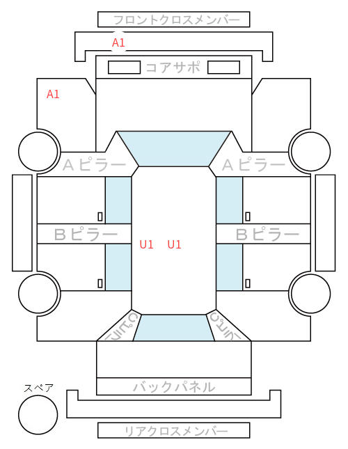 Body condition diagram (damage marks, Japanese labels)