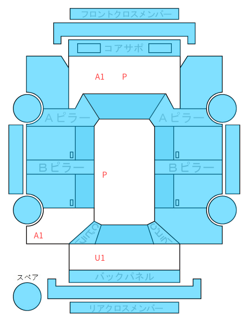 Body condition diagram (damage marks, Japanese labels)