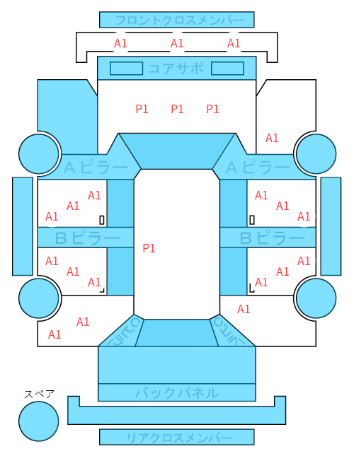 Body condition diagram (damage marks, Japanese labels)